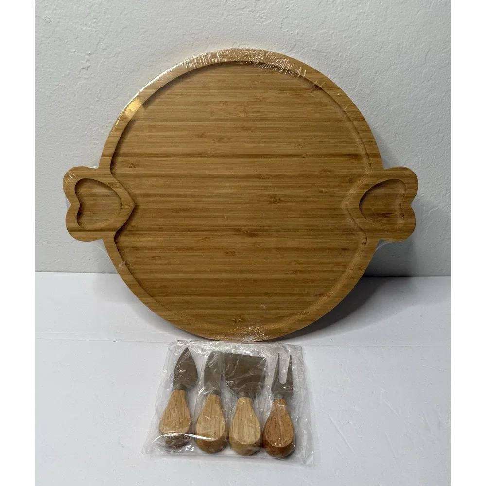 Charcuterie Board Knife Set Wooden Heart Cheese Server Set Party Hostess‎ New